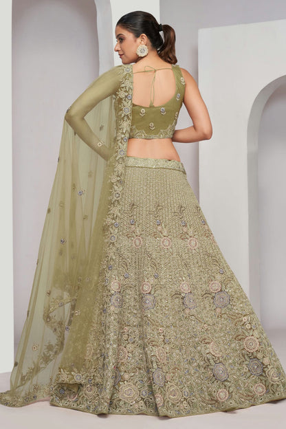 Green Colour Soft Net Lehenga Choli