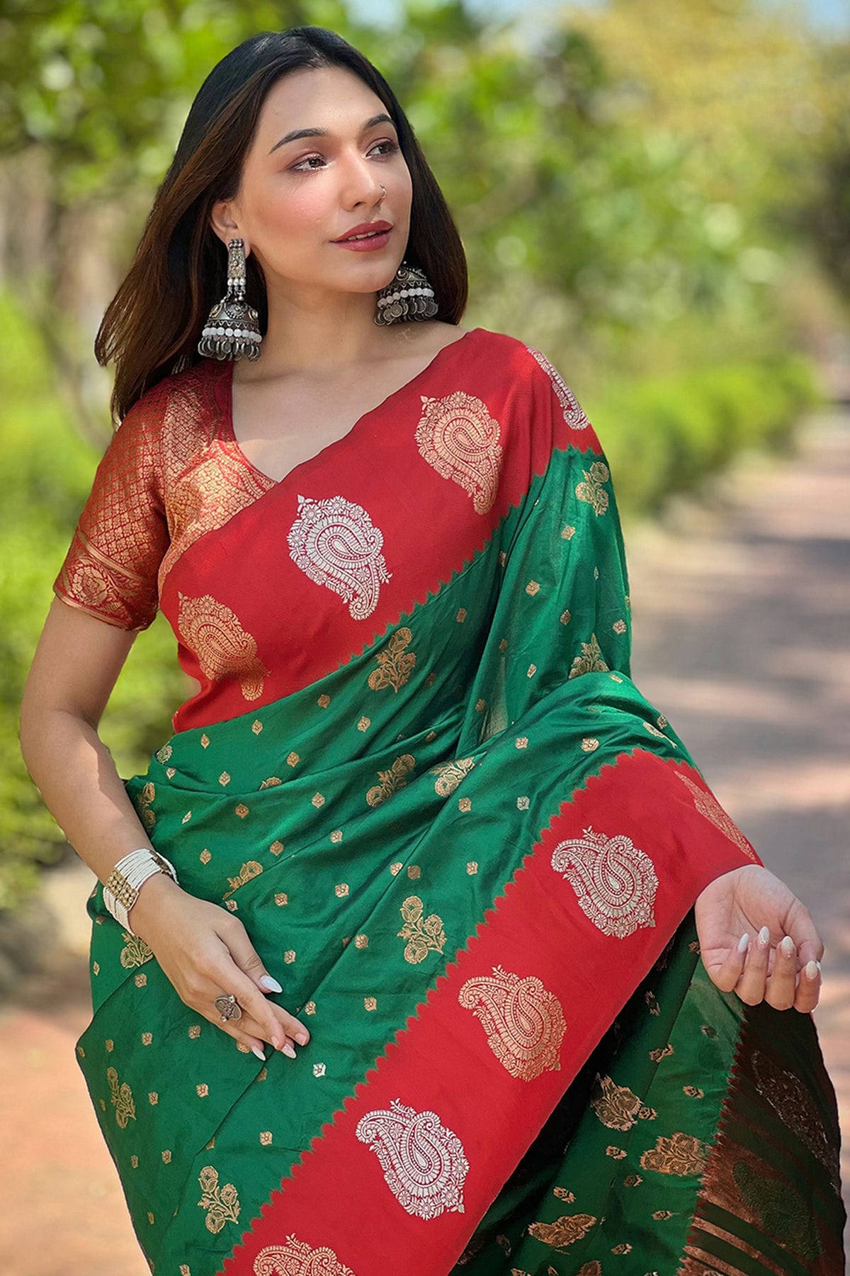 Green Colour Soft Silk Traditional Saree