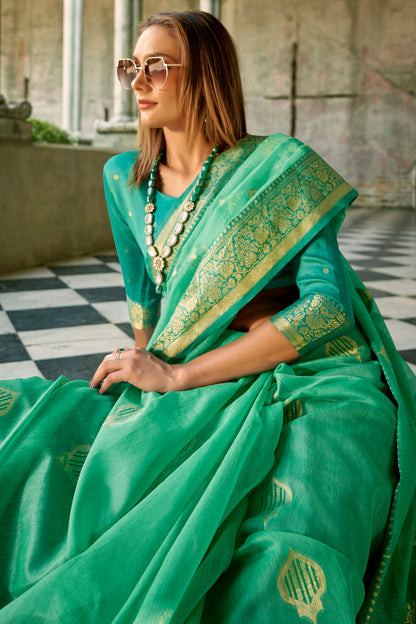 Green Colour Tissue Silk Saree