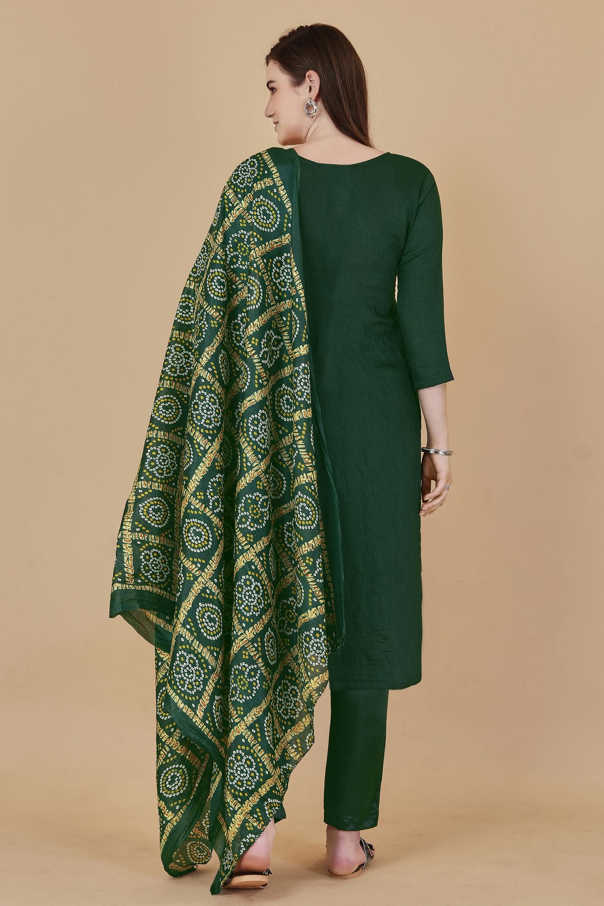 Green Colour Unstitched Banarasi Jacquard Fabric Straight Suit