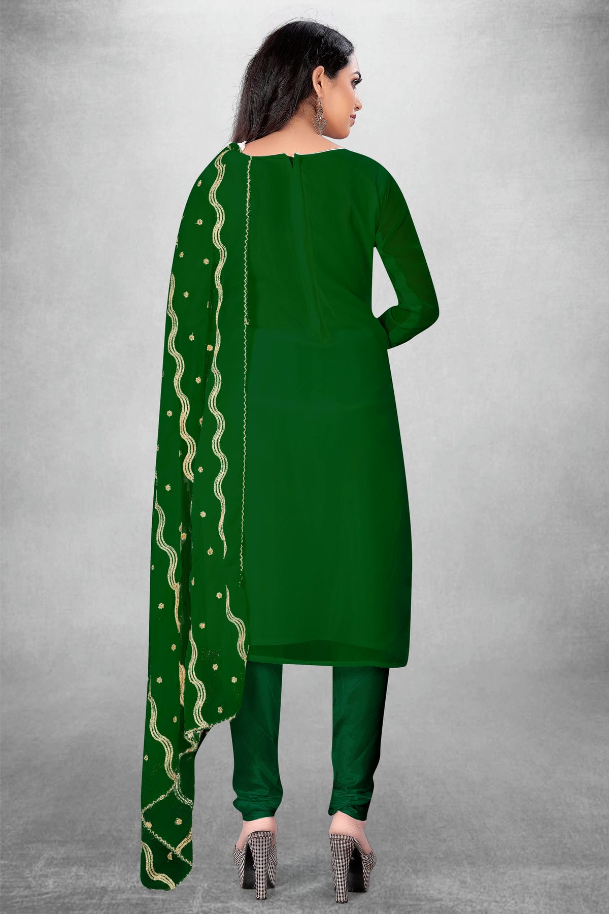 Green Colour Unstitched Georgette Churidar Suit