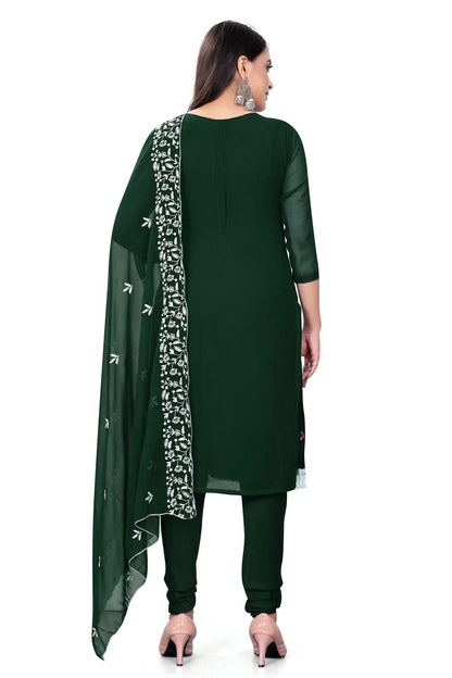 Green Colour Unstitched Georgette Straight Suit