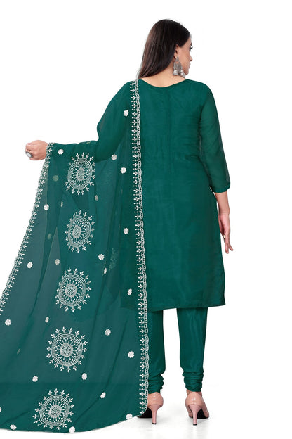 Green Colour Unstitched Organza Churidar Suit