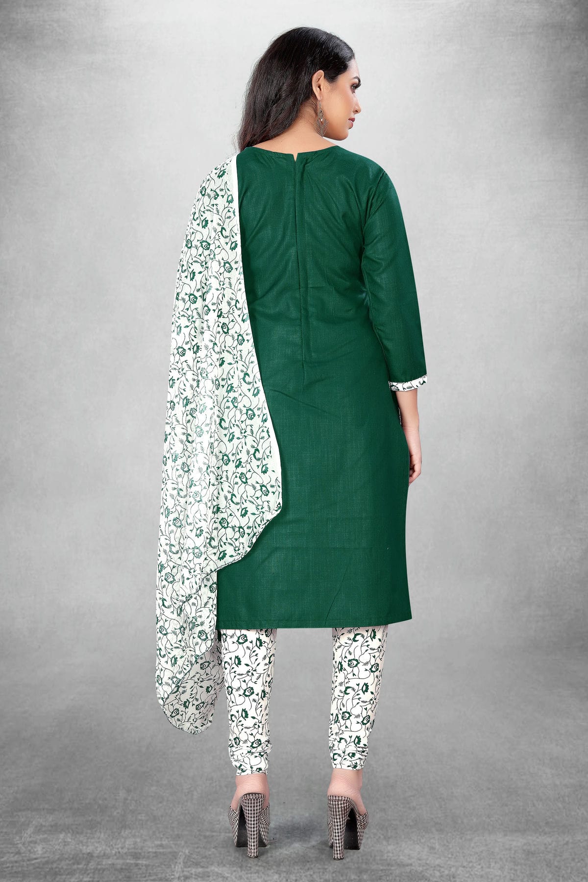 Green Colour Unstitched Slub Cotton Straight Suit