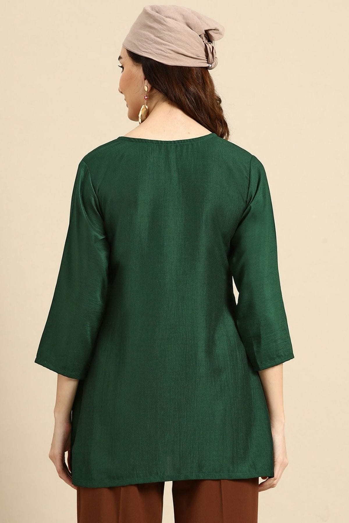 Green Colour Viscose Rayon Readymade Top