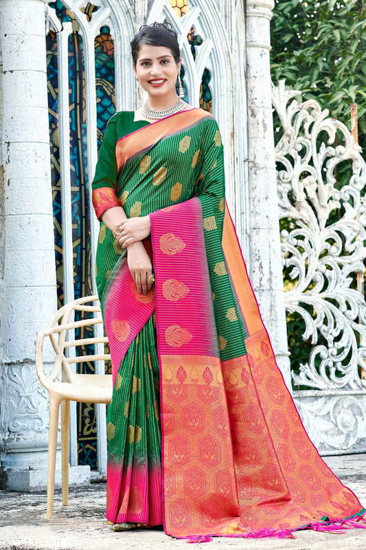 Green Colour Woven Work Banarasi Silk Saree