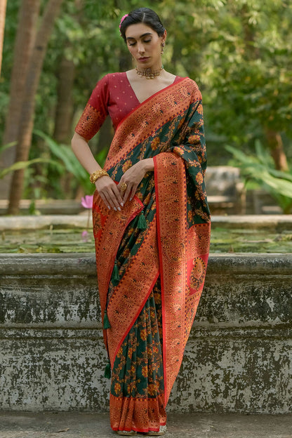 Green Colour Woven Work Pashmina Silk Saree VSSD1260026