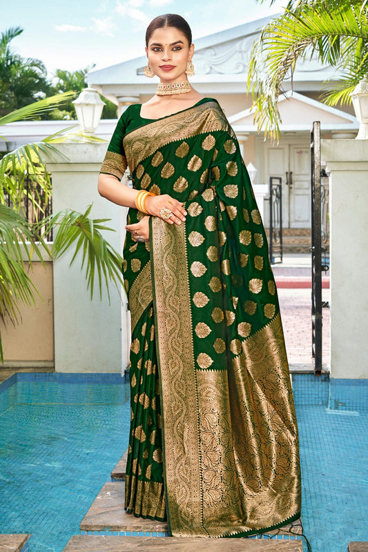 Green Colour Woven Work Silk Saree