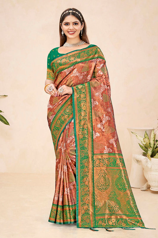 Green Colour Woven Work Silk Saree