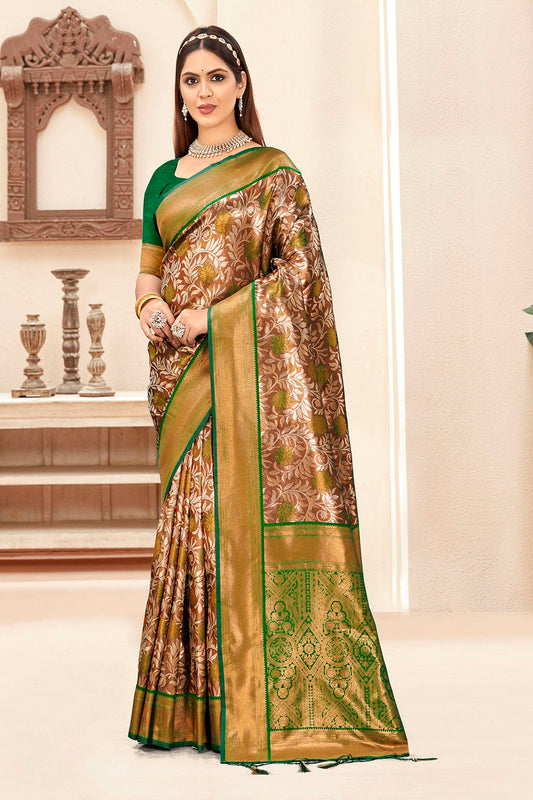 Green Colour Woven Work Silk Saree