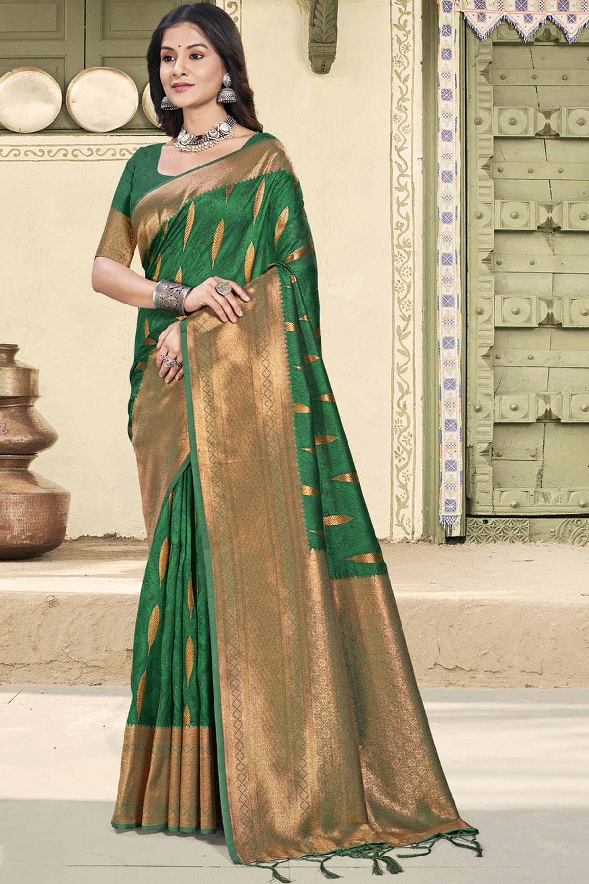 Green-Colour-Woven-Work-Silk-Traditional-Saree-VSSD1103357