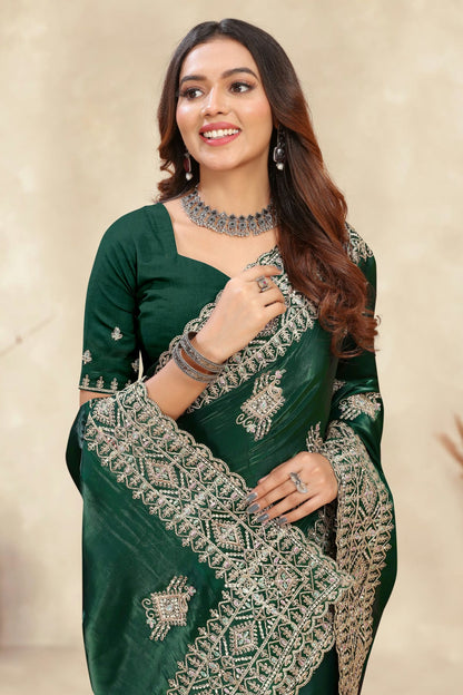 Green Colour Crepe Silk Saree