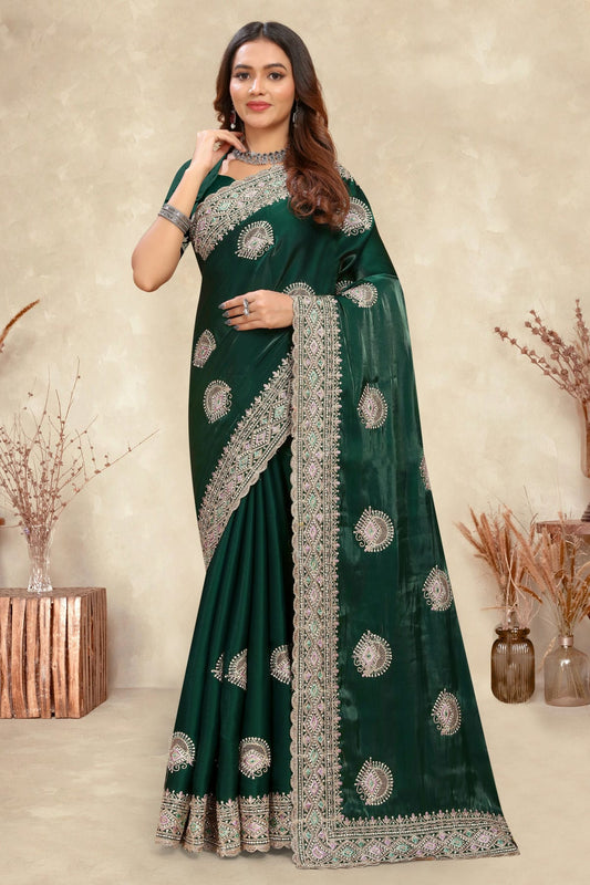 Green Colour Crepe Silk Saree