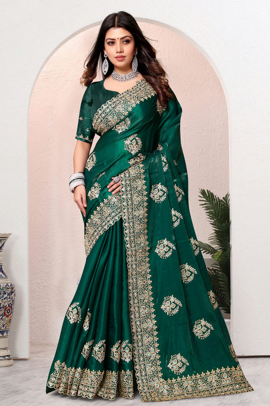 Green Colour Crepe Silk Saree