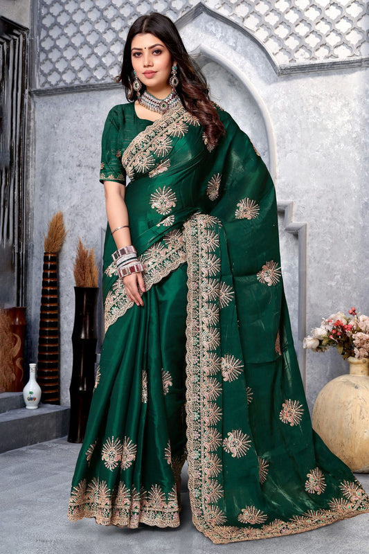 Green Colour Crepe Silk Saree