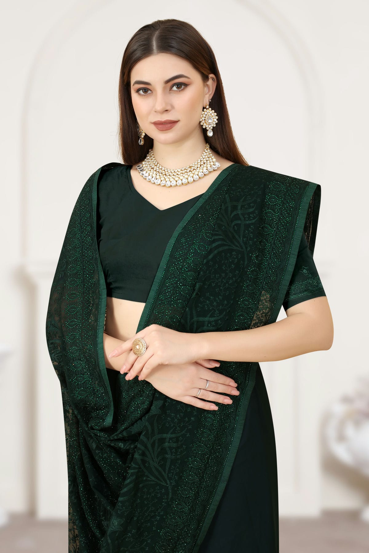 Green Colour Georgette Saree