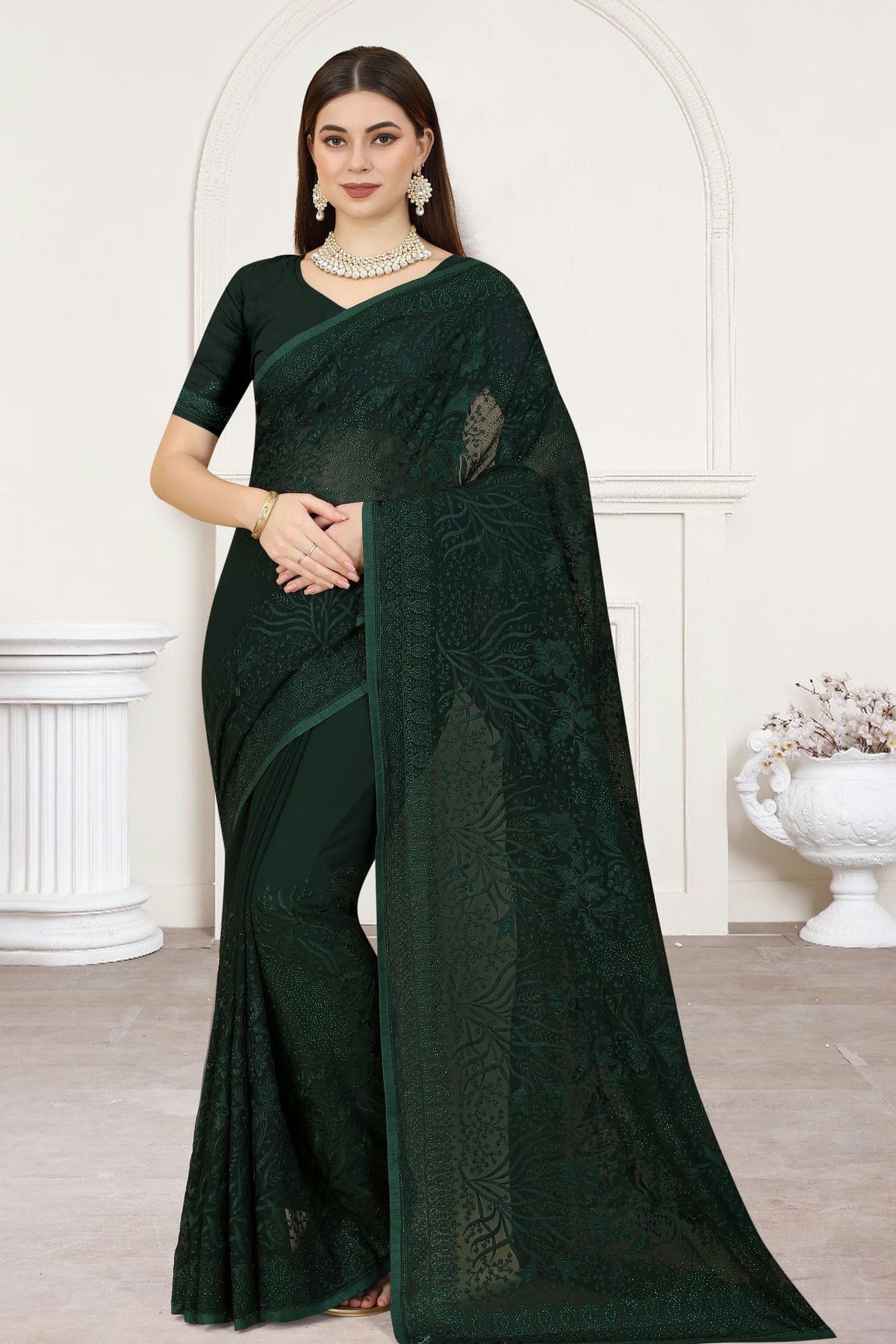 Green Colour Georgette Saree