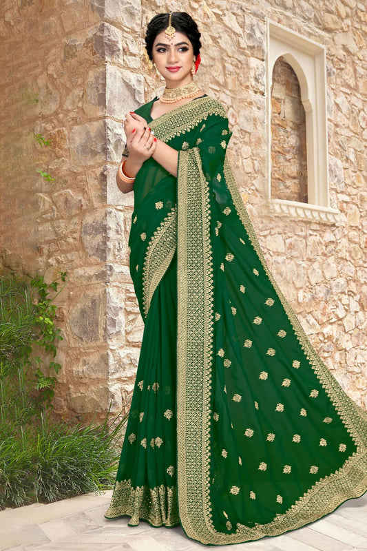 Green Colour Georgette Saree