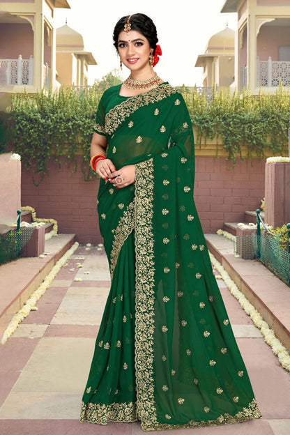 Green Colour Georgette Saree