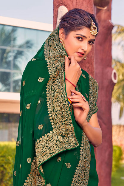 Green Colour Georgette Saree