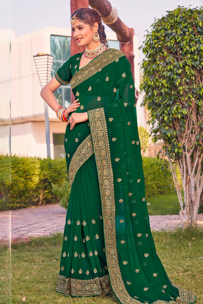 Green Colour Georgette Saree