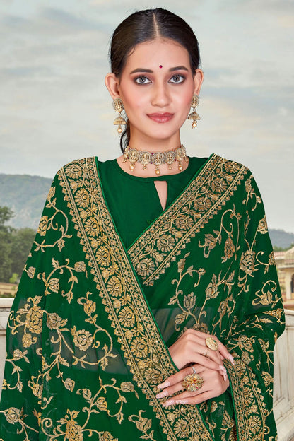 Green Colour Georgette Saree