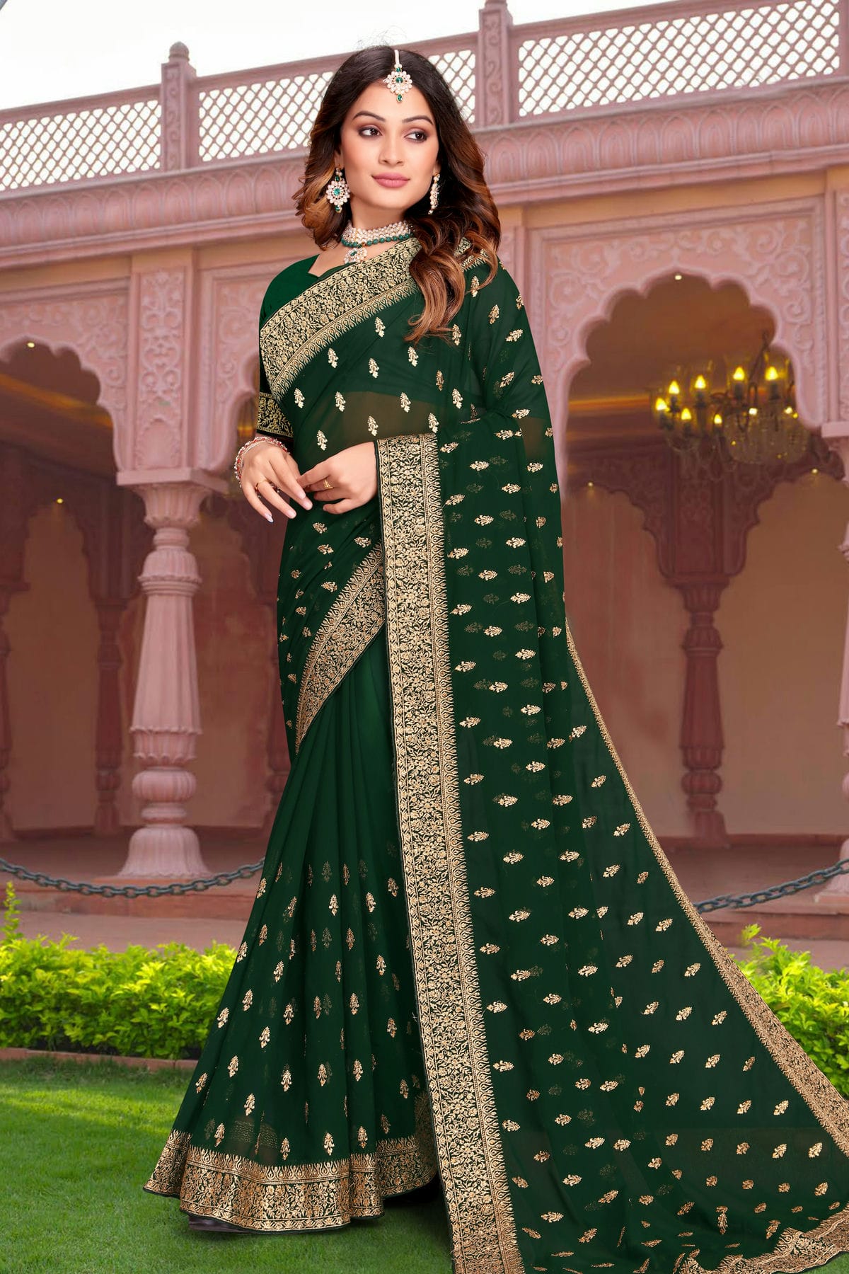 Green Colour Georgette Saree