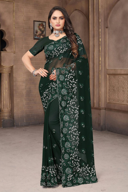 Green Colour Georgette Saree