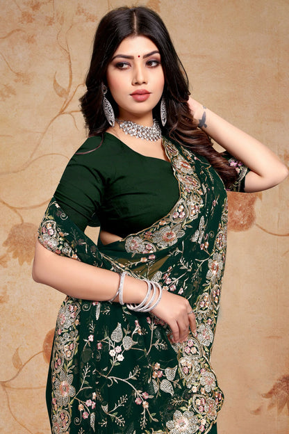 Green Colour Georgette Saree