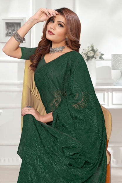 Green Colour Georgette Saree