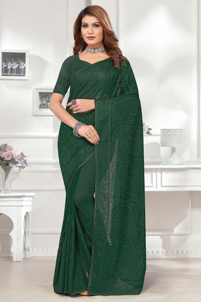 Green Colour Georgette Saree