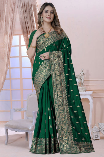 Green Colour Vichitra Silk Saree