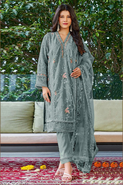 Grey Colour Georgette Pakistani Suit