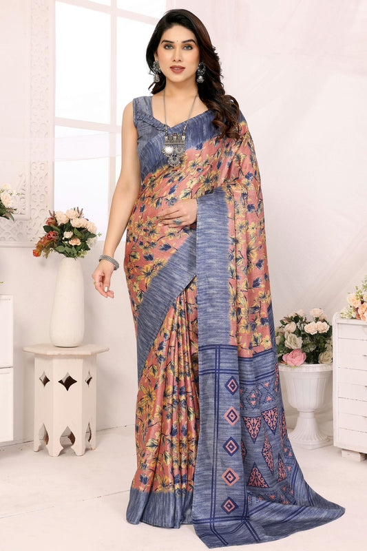 Grey Colour Khadi Saree