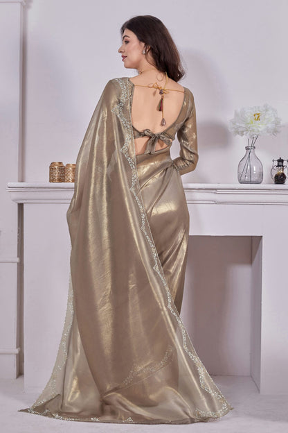 Grey Colour Net Designer Saree