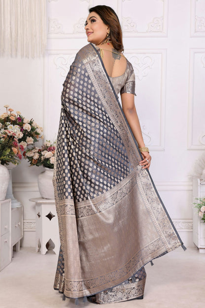 Grey Colour Organza Traditional Saree VSSD1112706