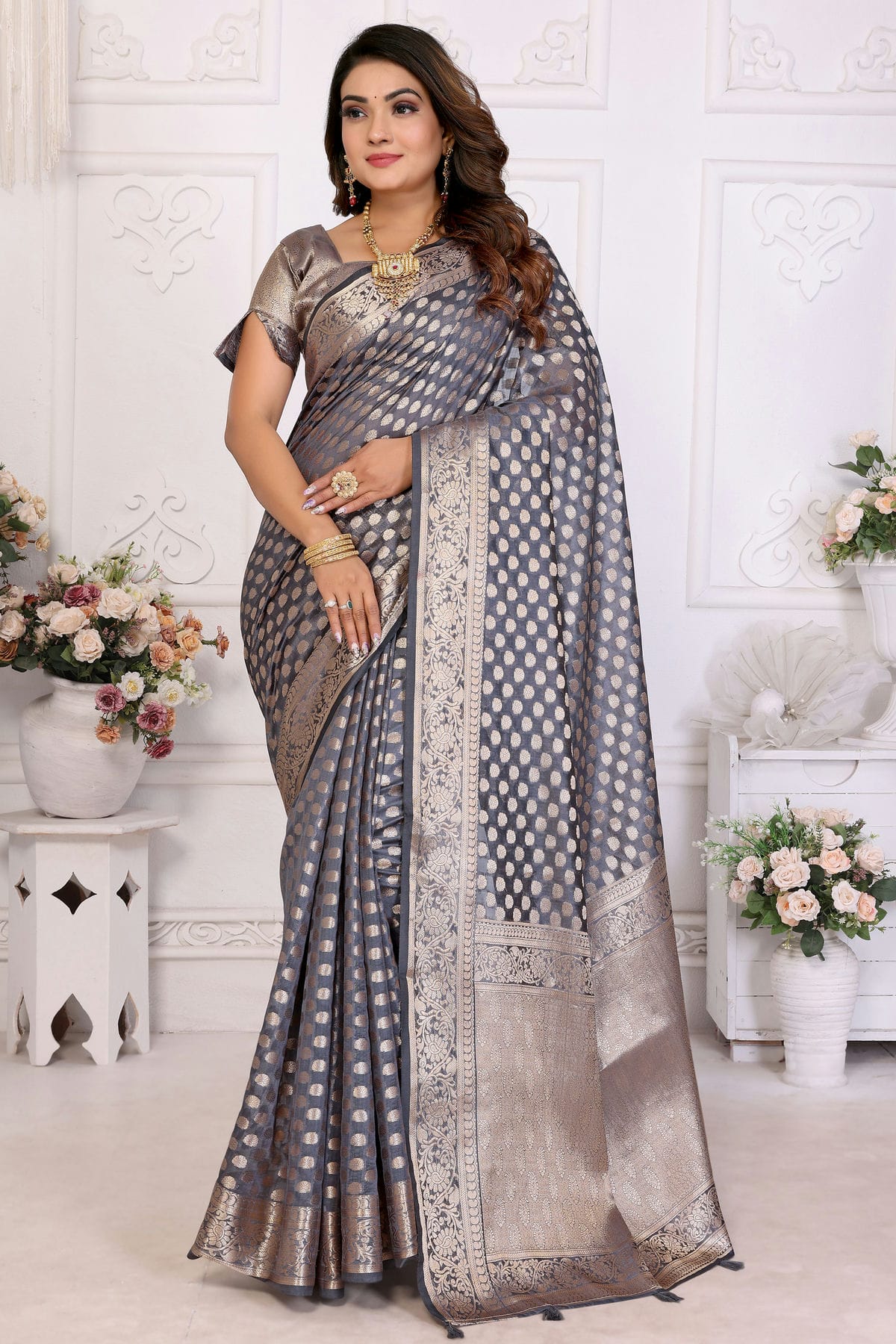 Grey-Colour-Organza-Traditional-Saree-VSSD1112706