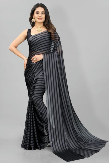 Grey Colour Poly Georgette Printed Saree