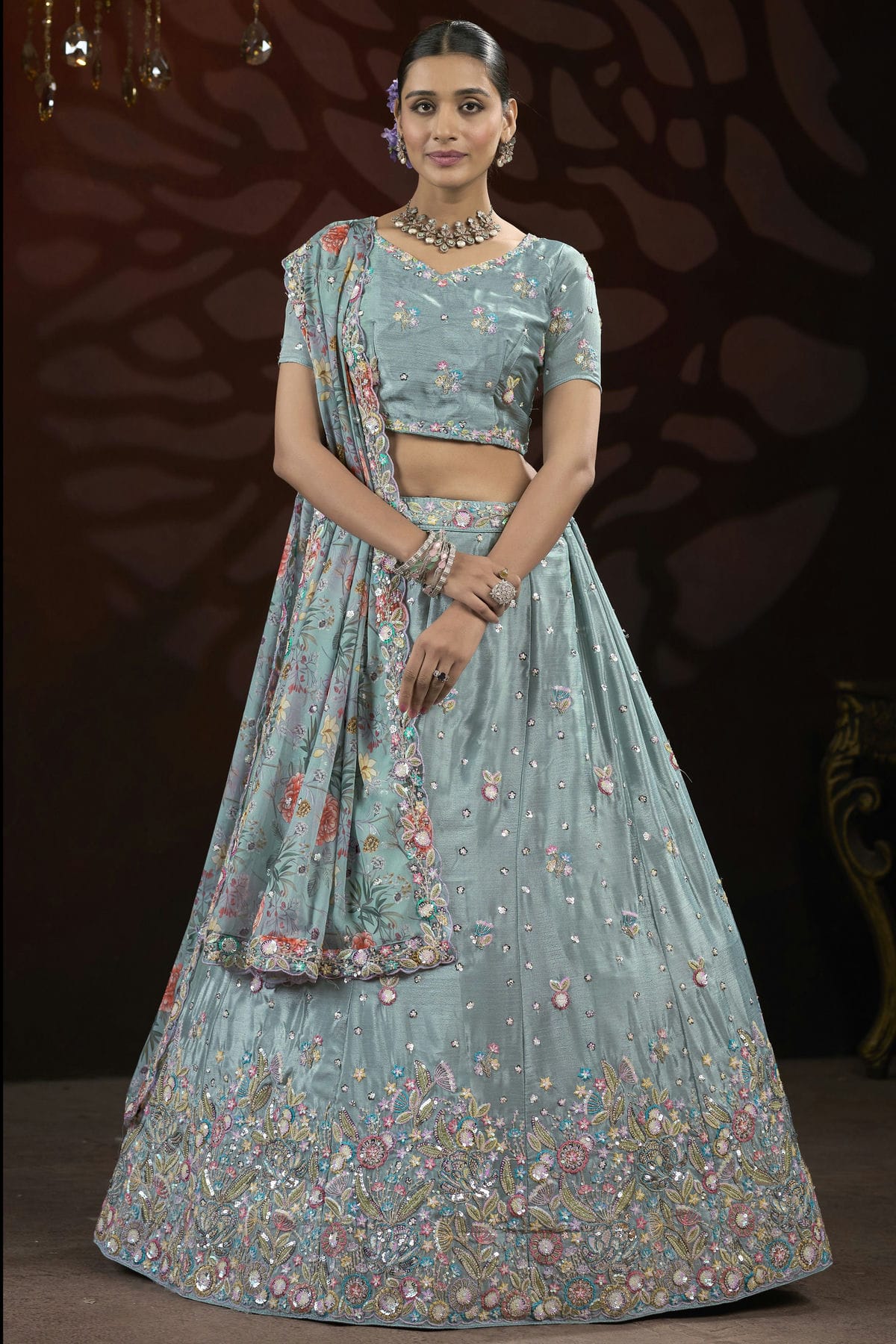 Grey-Colour-Semi-Stitched-Chinon-Lehenga-Choli-VSLC1112519