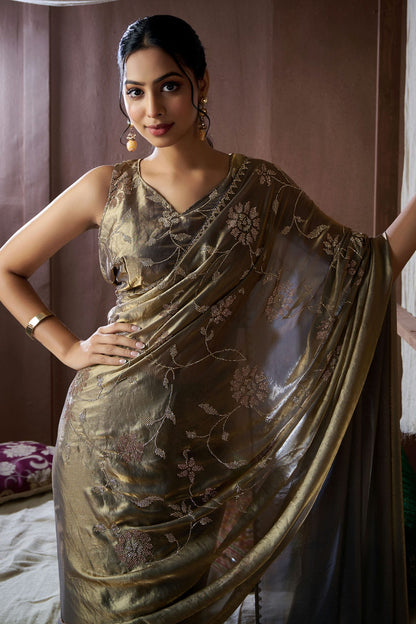 Grey Colour Silk Designer Saree VSSD1121958