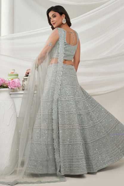 Grey Colour Soft Net Lehenga Choli