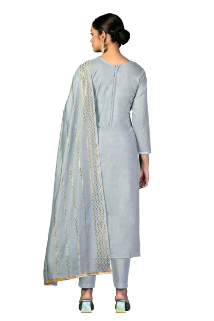 Grey Colour Unstitched Cambric Cotton Fabric Straight Suit