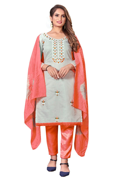 Grey Colour Unstitched Modal Cotton Straight Suit