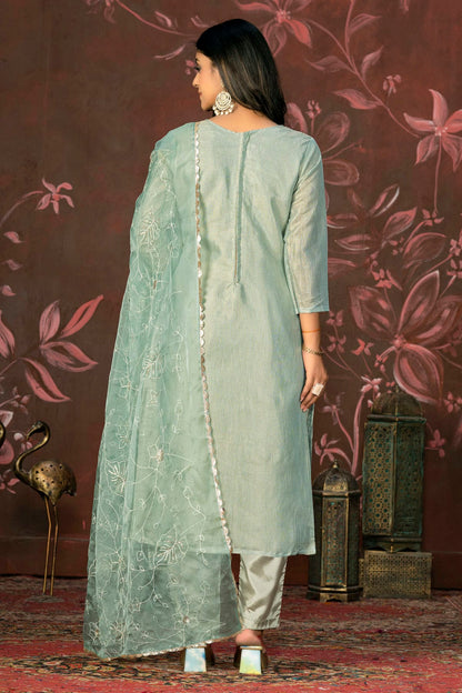 Grey Colour Unstitched Simmar Cotton Pant Style Suit