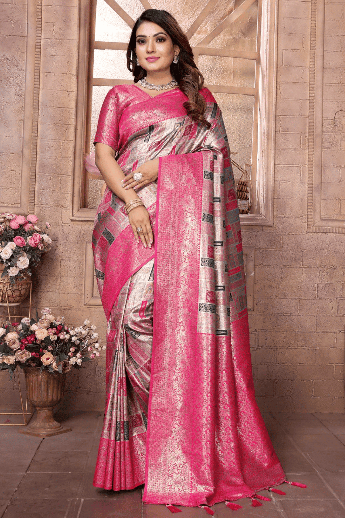 Grey-Colour-Woven-Work-Banarasi-Chaturi-Silk-Traditional-Saree-VSSD1250274