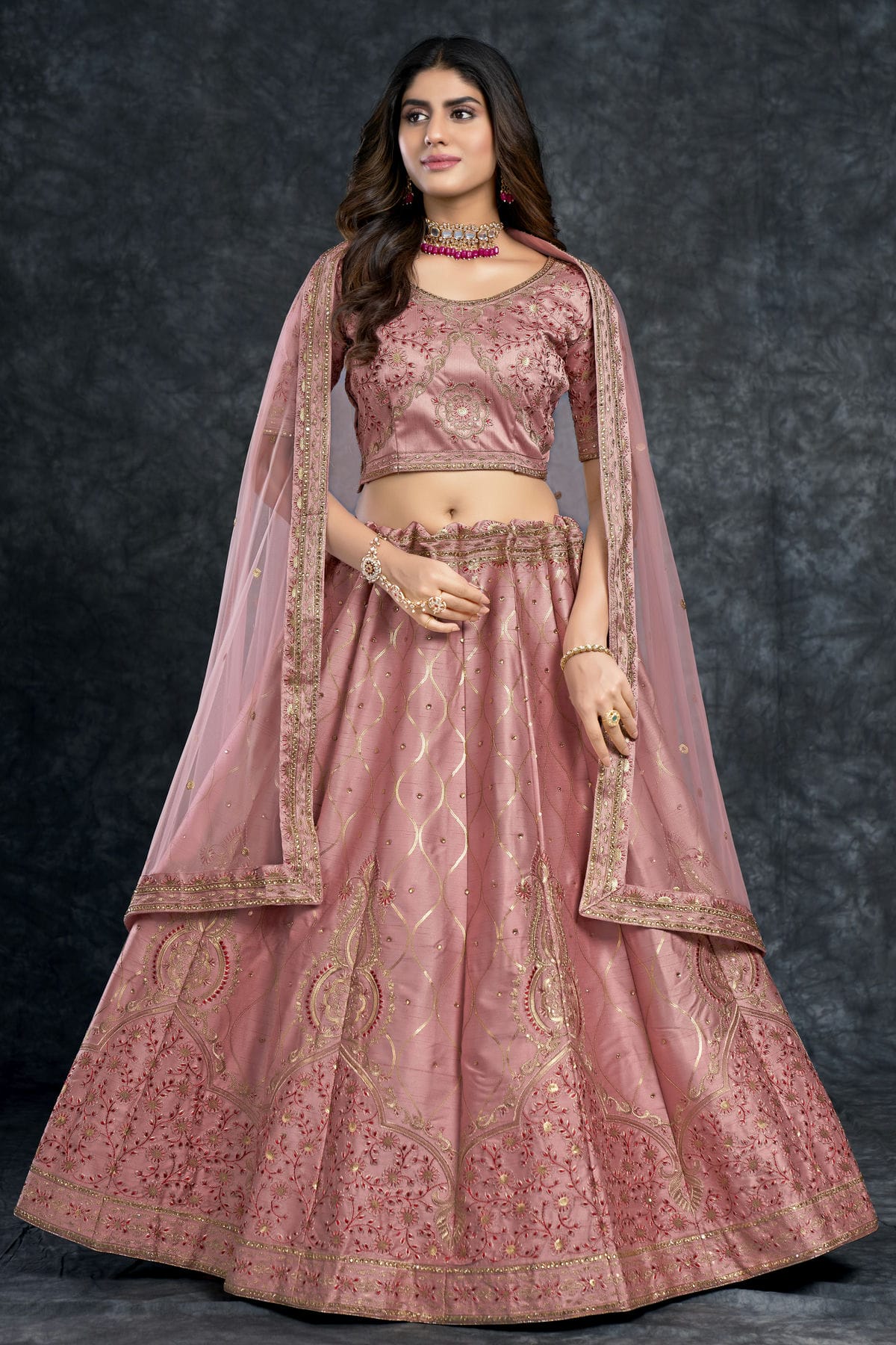 Italian Silk Designer Lehenga Choli In Baby Pink Colour