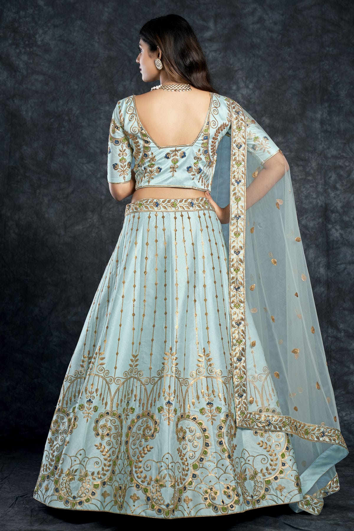 Italian Silk Designer Lehenga Choli In Sky Blue Colour