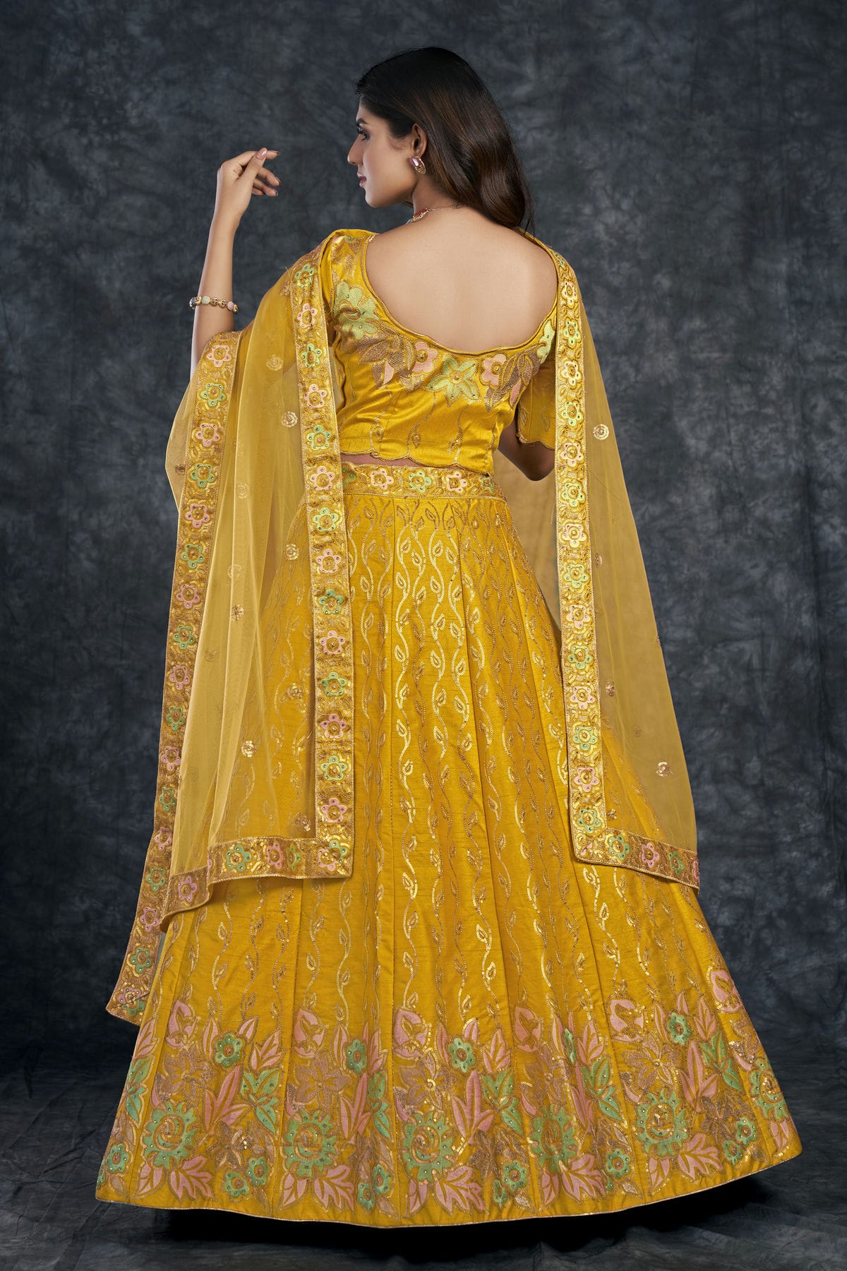 Italian Silk Designer Lehenga Choli In Yellow Colour