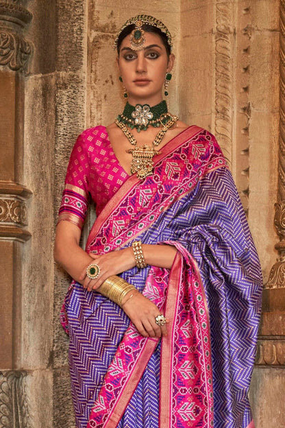 Lavender Colour Banarasi Silk Saree