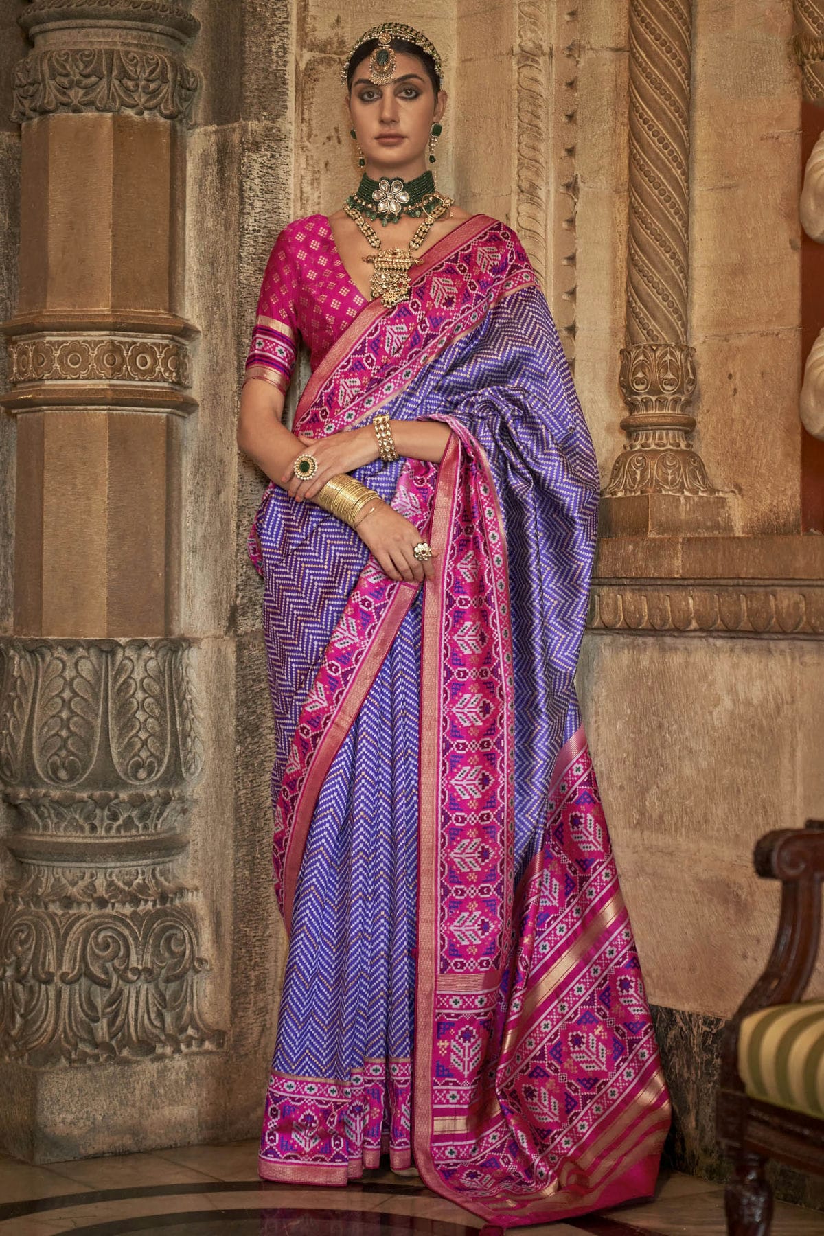 Lavender Colour Banarasi Silk Saree